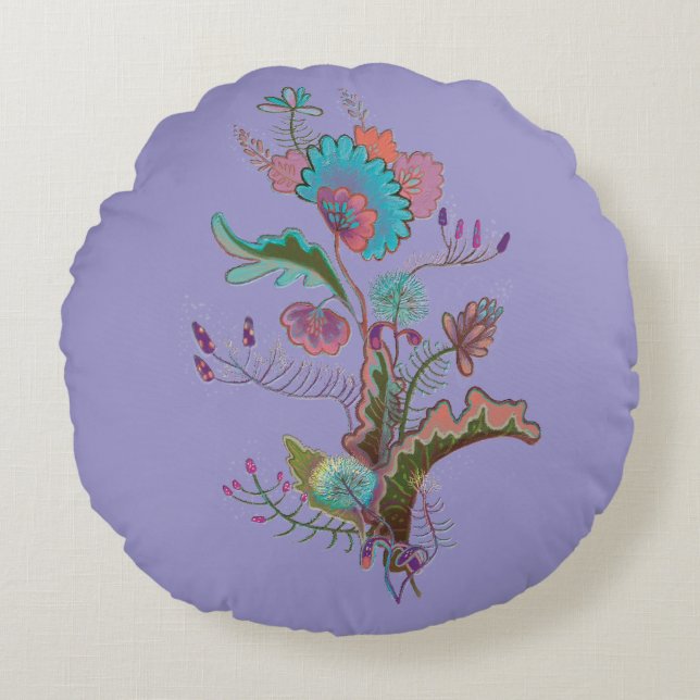 Almofada Redonda ilustração de plantas Travesseiro redondo (Frente)