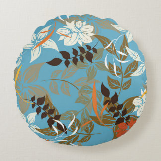 Almofada Redonda Ilustração do padrão floral: Vintage sem costura