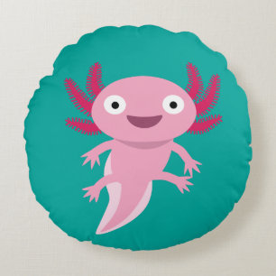 Almofada Redonda Ilustração Engraçada Axolotl