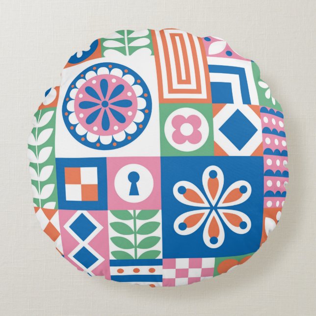 Almofada Redonda Ilustração isolada por aquarela de kiwi fru verde (Frente)