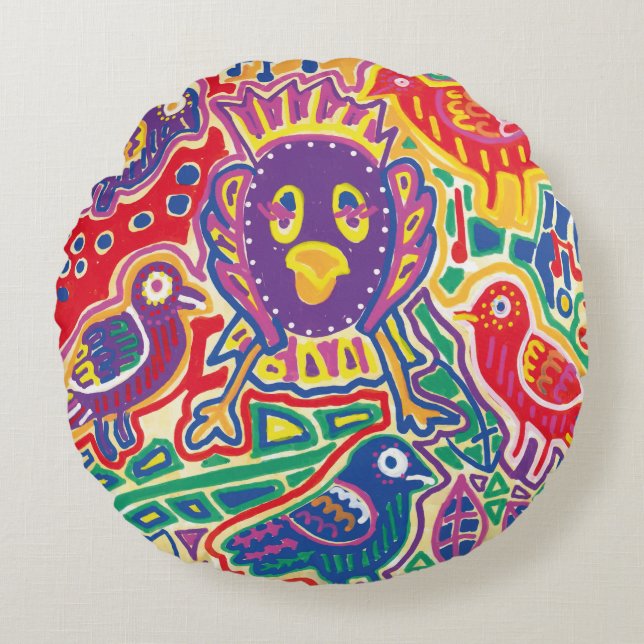 Almofada Redonda Ilustración de Mola1 (Frente)
