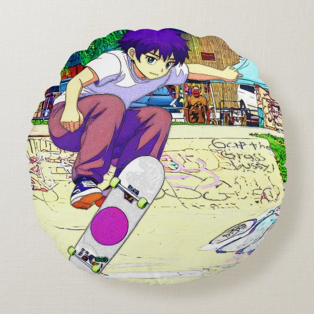 Almofada Redonda I'm Doing It - Young Skateboarder (Frente)