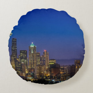 Almofada Redonda Imagem da skyline de Seattle em horas de manhã