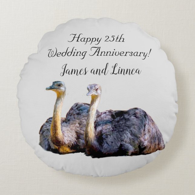 Almofada Redonda Imagem do desenho animado australiano de Ostrich F (Frente)