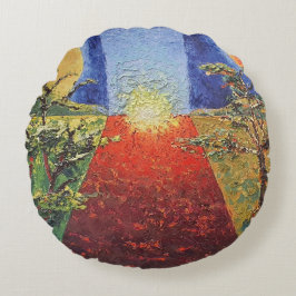 Almofada Redonda Imagen de mi obra arte La puesta del sol