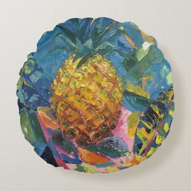 Almofada Redonda Imagen de mi obra Piña (Frente)