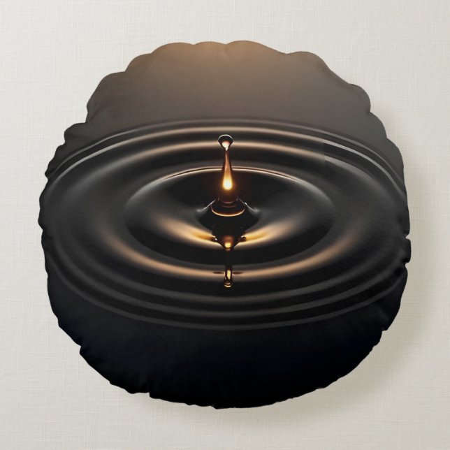 Almofada Redonda Impacto Dourado em Superfície Viscosa (Frente)