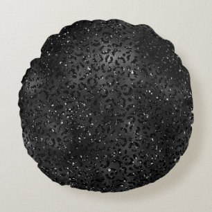 Almofada Redonda Impressão animal-da-pele-branca-negra-leopardo-bra