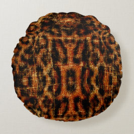 Almofada Redonda Impressão Animal Leopardo Grunge Vintage Danificad