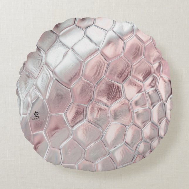 Almofada Redonda Impressão animal rosa e suave (Frente)