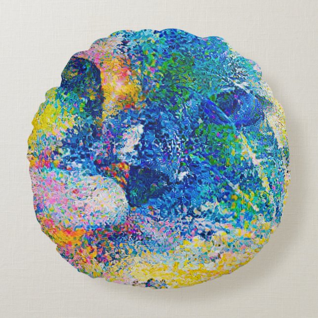 Almofada Redonda Impressão de arte de Abstrato vibrante (Frente)
