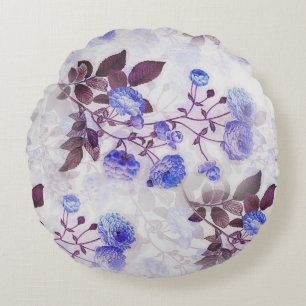 Almofada Redonda Impressão de Flor Roxo bonito