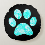 Almofada Redonda Impressão de Paw<br><div class="desc">Design de impressão de plataforma divertida para amantes de os animais!</div>
