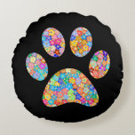 Almofada Redonda Impressão de Paw<br><div class="desc">Design de impressão de plataforma divertida para amantes de os animais!</div>