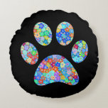 Almofada Redonda Impressão de Paw<br><div class="desc">Design de impressão de plataforma divertida para amantes de os animais!</div>
