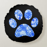 Almofada Redonda Impressão de Paw<br><div class="desc">Design de impressão de plataforma divertida para amantes de os animais!</div>