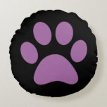Almofada Redonda Impressão de Paw<br><div class="desc">Design de impressão de plataforma divertida para amantes de os animais!</div>