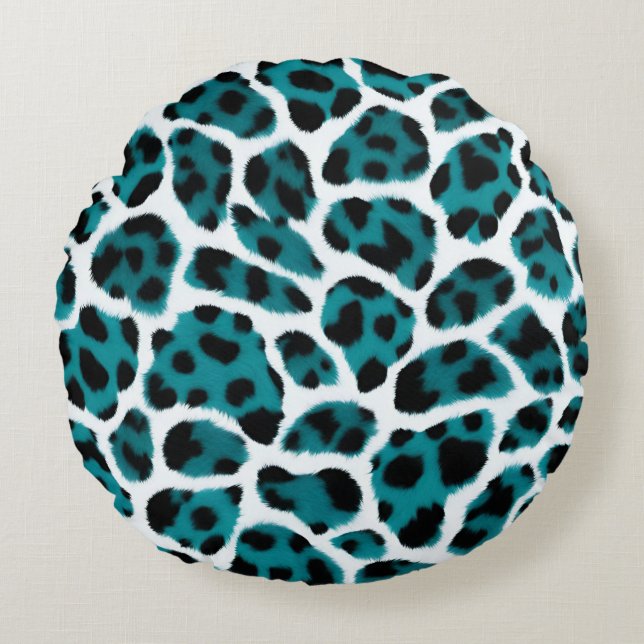 Almofada Redonda Impressão em animais brancos teares (Frente)