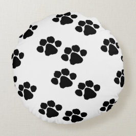 Almofada Redonda Impressões da pata para proprietários do animal de