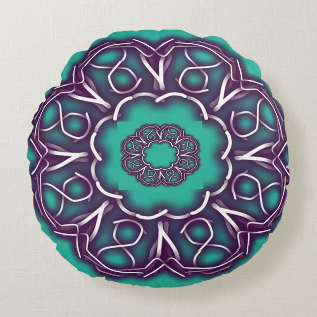 Almofada Redonda Impressões de caleidoscópio (Frente)