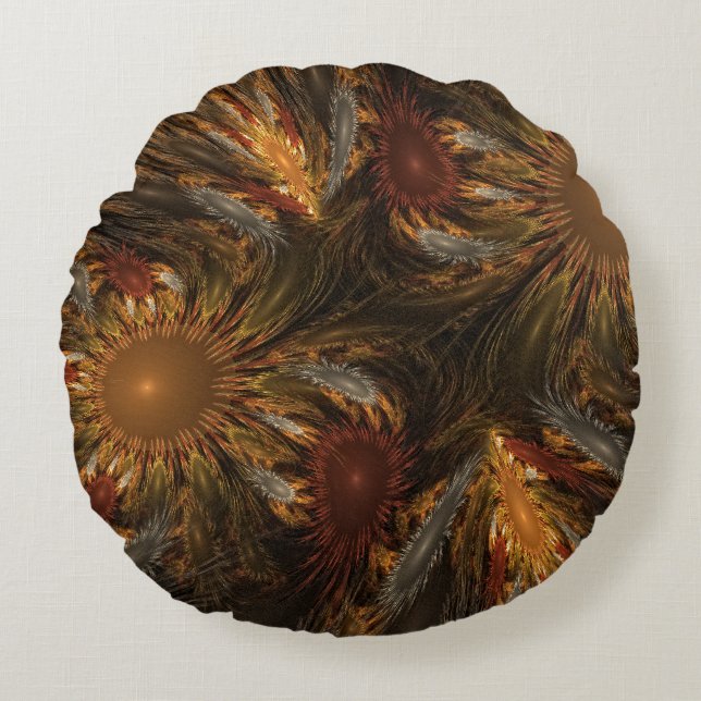 Almofada Redonda Impressões de girassol (Frente)