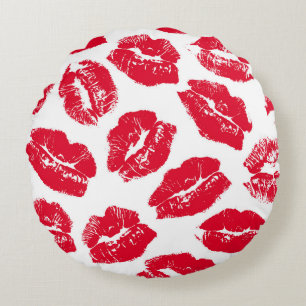 Almofada Redonda Imprint Kiss Red Lábios: Vintage sem costura