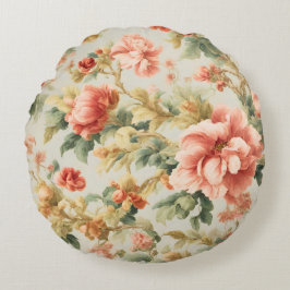 Almofada Redonda Incríveis Flores, Folhas. Pintura