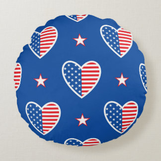 Almofada Redonda Independência Americana: Padrão Vintage Patriótico