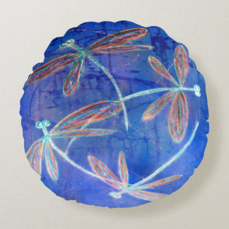 Almofada Redonda Indigo Haze Dragonfly Flit
