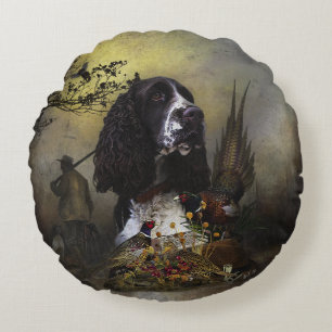 Almofada Redonda Inglês Springer Spaniel com faisão
