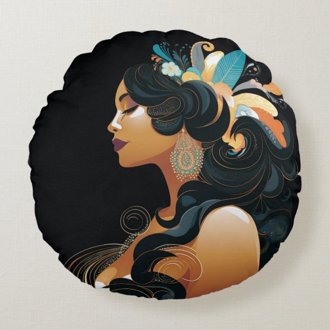 ALMOFADA REDONDA INSPIRAÇÃO NATIVA #3 (Frente)