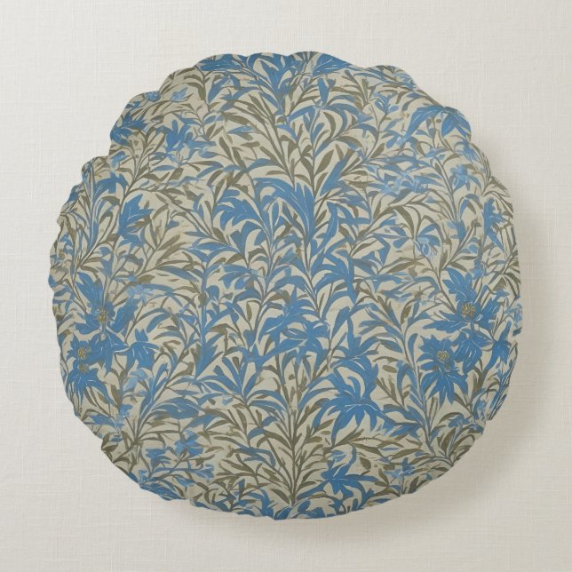 Almofada Redonda Inspirado em William Morris Blue Willow Bough  (Frente)