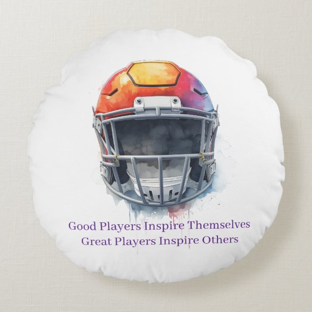 Almofada Redonda Inspirational Motivational Football Helmet  (Frente)