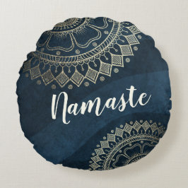 Almofada Redonda Instrutor de Meditação Yoga Dourado Mandala Marinh