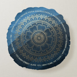 Almofada Redonda Instrutor de Meditação Yoga Dourado Mandala Marinh