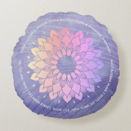 Almofada Redonda Instrutor Purple Yoga Rosa Dourado Mandala