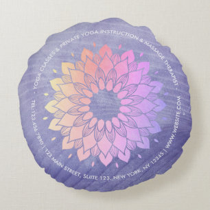 Almofada Redonda Instrutor Purple Yoga Rosa Dourado Mandala