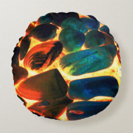 Almofada Redonda Invólucro de ostras do mar em lava ou fogo vulcâni