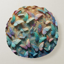 Almofada Redonda Iridescent Butterfly Garden