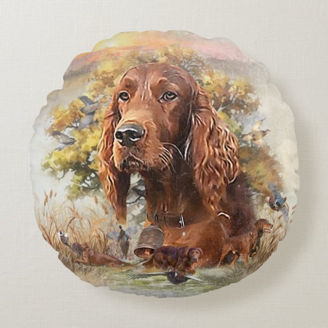 Almofada Redonda Irish Setter - Ultimate Upland Bird Dog (Frente)