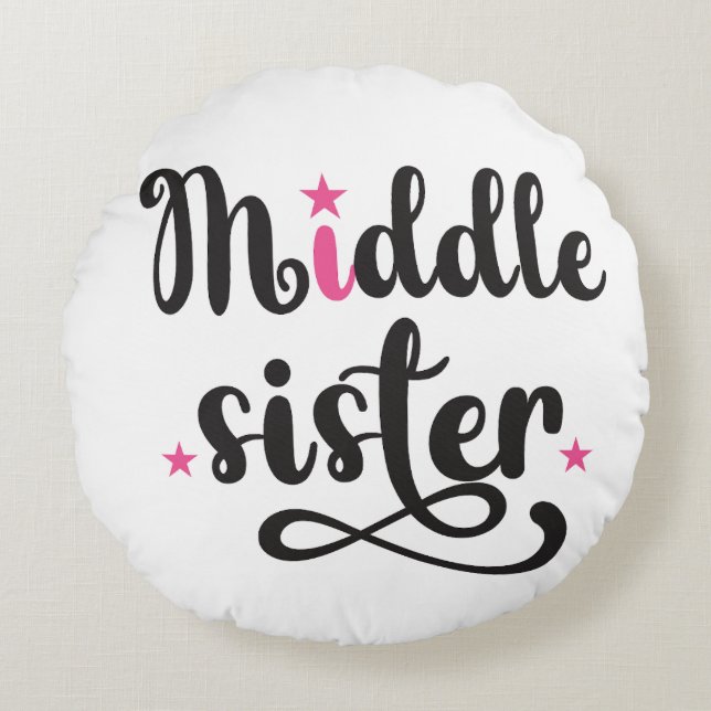 Almofada Redonda Irmã Média, Estrelas Bonitas (Frente)