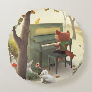 Almofada Redonda Iron T. Fox: Solo de Piano Musical da Arte Florest