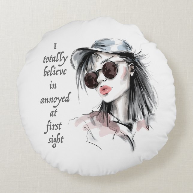 Almofada Redonda Irritado à primeira vista (Verso)
