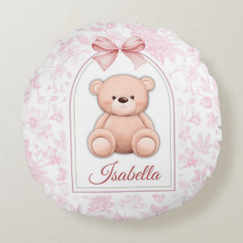 Almofada Redonda Isabella | Design de Enfermeiro de Urso Rosa Perso
