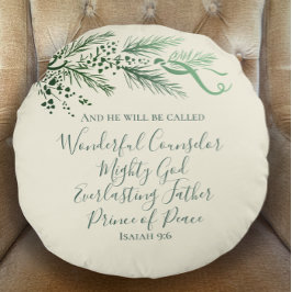 Almofada Redonda Isaiah 9:6 Presente de Natal Personalizado do Pinh