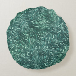 Almofada Redonda Jade texturizada e tons cianos verdes