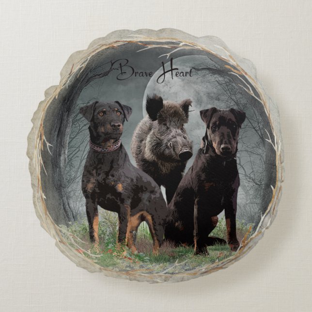 Almofada Redonda Jagdterrier, brava tapeçaria cardíaca poster acríl (Frente)