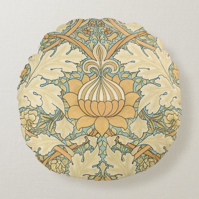 Almofada Redonda James, por William Morris, Acanthus Leaves (Frente)