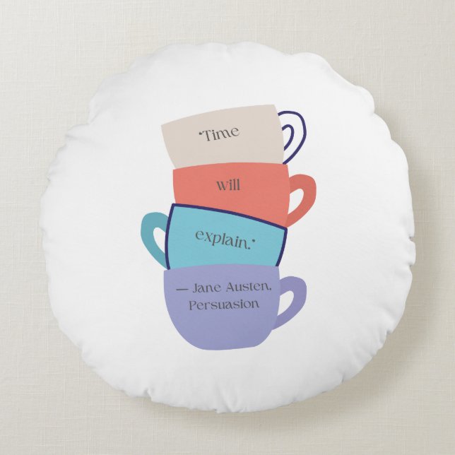 Almofada Redonda Jane Austen Inspirou Travesseiro Redonda (Frente)