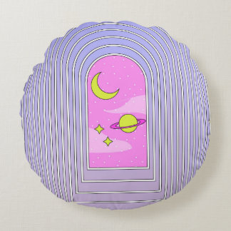 Almofada Redonda Janela para o universo, cosmos digitais esotéricos